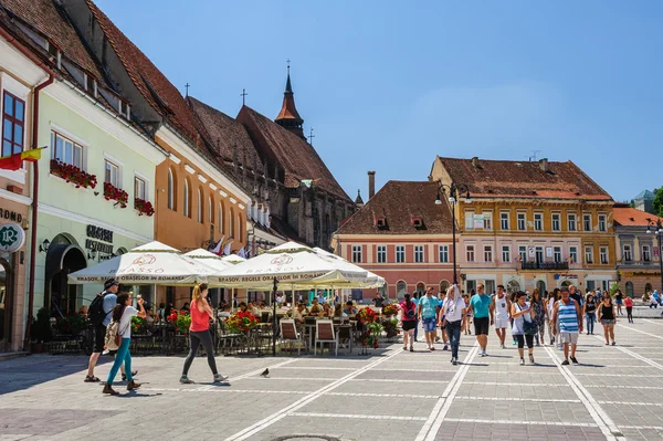 Black Church dekat Council Square di Brasov, Romania — Stok Foto