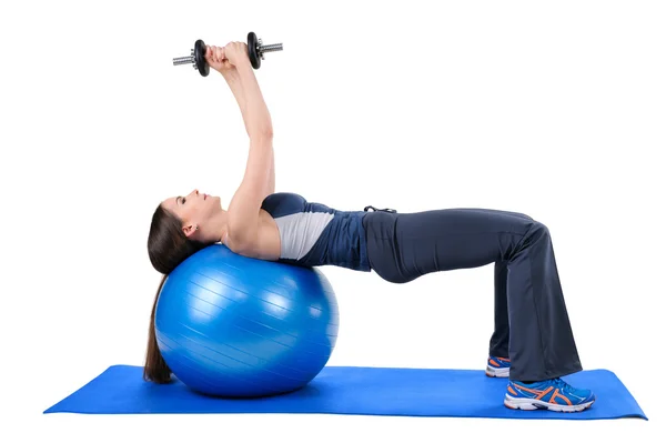 Fitness palla Dumbbell Pullover — Foto Stock