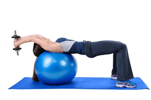 Pulôver de halteres de bola de fitness — Fotografia de Stock