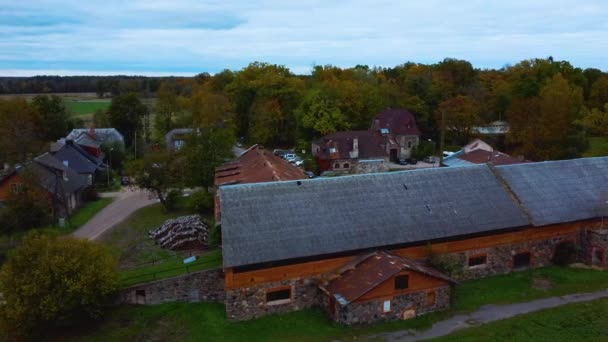 Flygfoto Över Krimulda Slott Gauja Nationalpark Nära Sigulda Och Turaida — Stockvideo