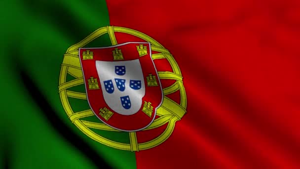 Πορτογαλία Σημαία Σατέν Υφαντική Ύφασμα Της Σημαίας Της Πορτογαλίας Πραγματική — Αρχείο Βίντεο
