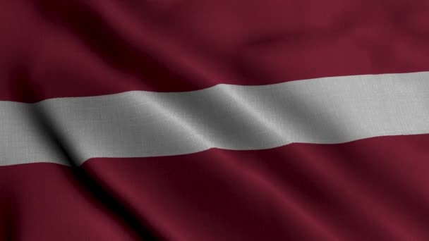 Bandera Satén Letonia Tejido Ondeante Textura Bandera Letonia Textura Real — Vídeos de Stock