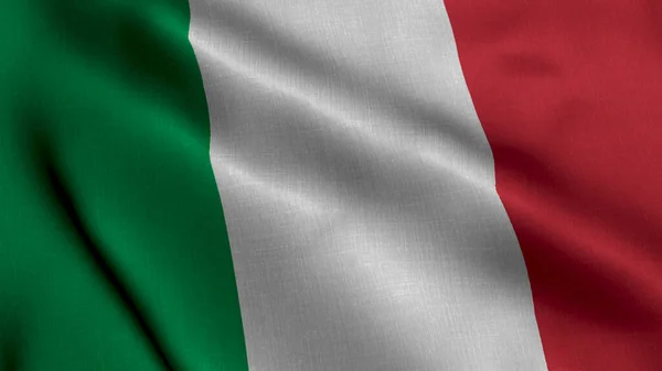 Italy Satin Flag Waving Fabric Texture Flag Italy Real Texture — Stock Photo, Image