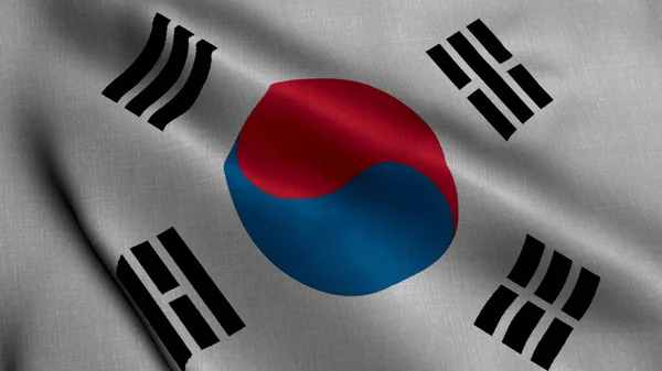 Bandera Raso Corea Del Sur Textura Tela Ondeante Bandera Corea —  Fotos de Stock