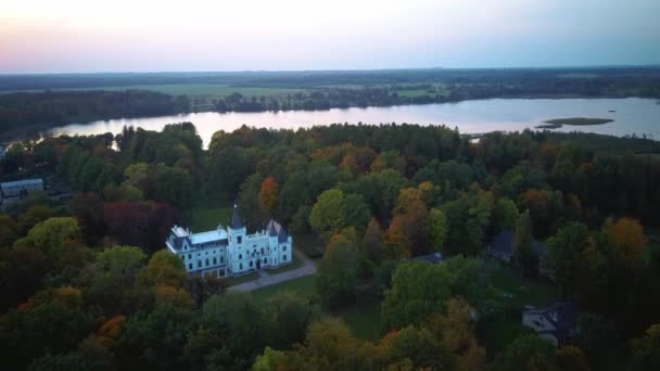 Luchtfoto Van Het Oude Paleis Stameriena Letland Buurt Van Stameriena — Stockvideo