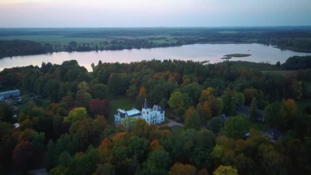 Luchtfoto Van Het Oude Paleis Stameriena Letland Buurt Van Stameriena — Stockvideo