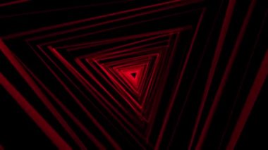 Red Low Poly Üçgen Tünel Animasyonu. Kusursuz Retro Fütürist Soyut Arkaplan Döngüsü 4K.