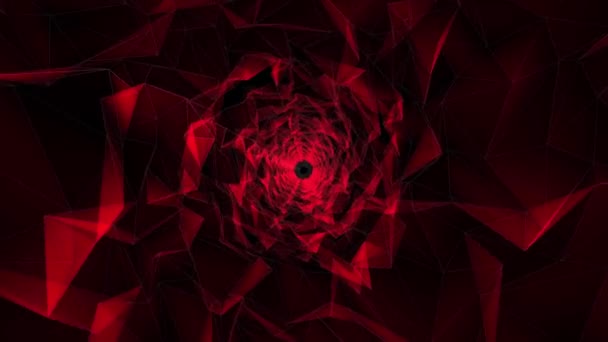 Röd Låg Poly Grid Triangel Geometrisk Form Tunnel Animation Sömlös — Stockvideo