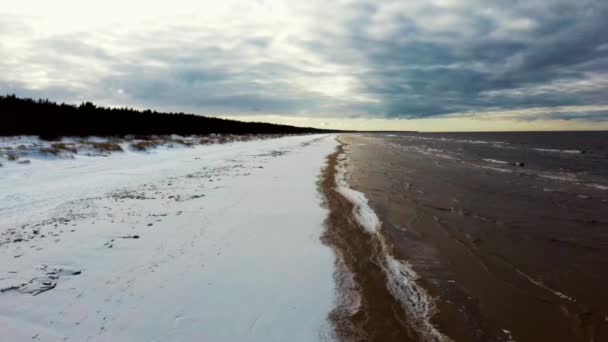 Uitzicht Vanuit Lucht Oostzee Winter Season Landscape Sea Sunny Day — Stockvideo