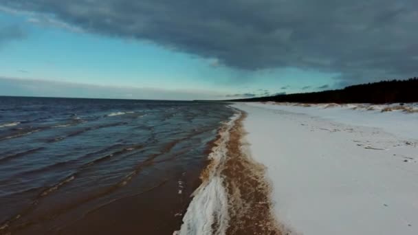 Uitzicht Vanuit Lucht Oostzee Winter Season Landscape Sea Sunny Day — Stockvideo