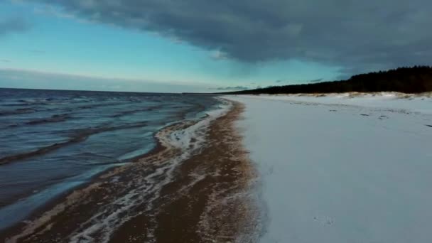 Uitzicht Vanuit Lucht Oostzee Winter Season Landscape Sea Sunny Day — Stockvideo