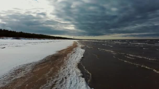 Uitzicht Vanuit Lucht Oostzee Winter Season Landscape Sea Sunny Day — Stockvideo