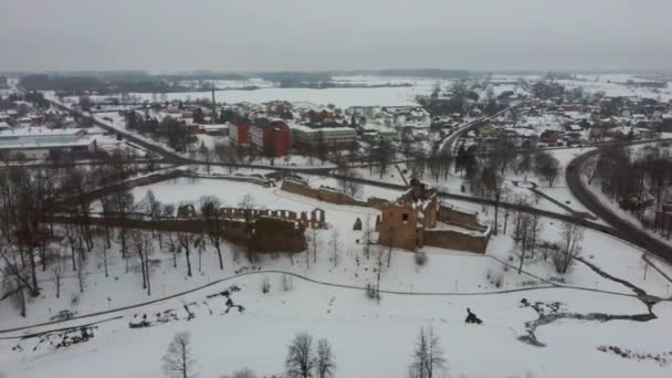 Rovine Dell Antica Pietra Dell Ordine Livoniano Castello Medievale Lettonia — Video Stock