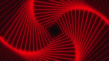 Kırmızı Retro Soyut Parlak Fütürist Poligon Kablo Ağı Sonsuz Dalgalar 4K Çözünürlüğü. Siberpunk Geometrik Floresan Ultraviyole Işık.