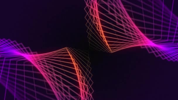 复古背景摘要激发未来主义走廊波利贡网格隧道运动无缝隙波环4K分辨率 网朋克几何荧光紫外光 — 图库视频影像