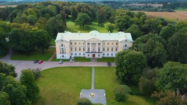 Aerial Shot City Mezotne Λετονία Δημοκρατία Παλάτι Μεζότνε Και Πάρκο — Αρχείο Βίντεο