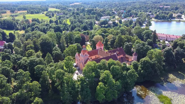 Aerial View Edole Village Edole Középkori Vár Sunny Summer Lettország — Stock Fotó