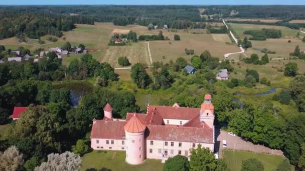 Edole Castle Latvia History Architecture Travel Destinations National Landmark Letecký — Stock video