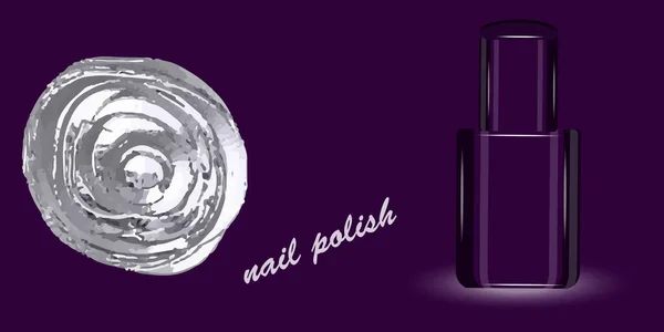 Purple Nail Polish Silver Abstract Decor Element Vector Fashion Beauty — Stock Vector