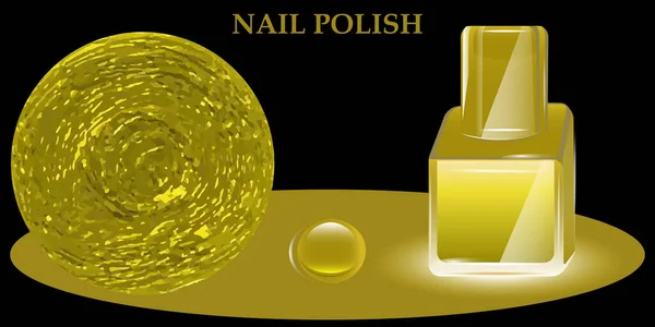 Nail Polish Yellow Gold Abstract Decor Element Vector Fashion Beauty — Stock Vector