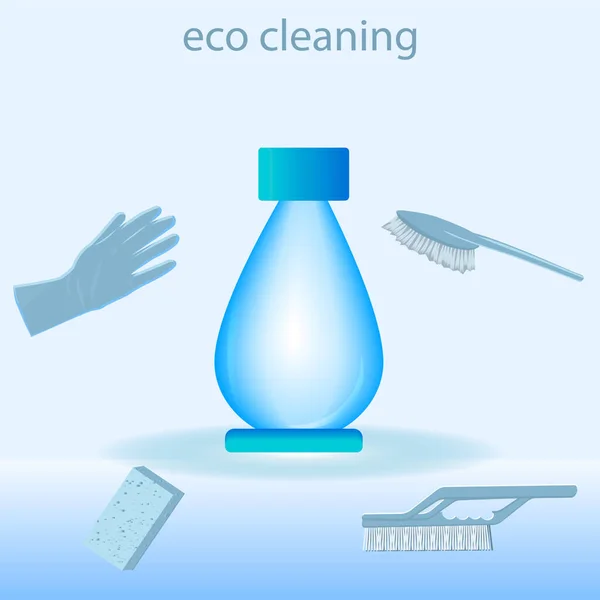 橡胶手套 海绵载体 生态天然清洁剂 绿色生态清洁 零浪费生活方式 — 图库矢量图片