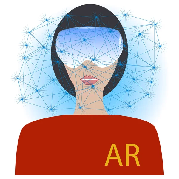 Forstærket Virkelighed Kvinde Iført Virtual Reality Briller Moderne Teknologi Internetforretningsprojekt – Stock-vektor