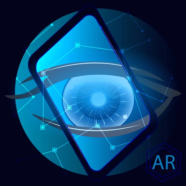 Tablet Øje Virtual Reality Abstrakt Sammensætning Moderne Teknologi Futuristisk Verden – Stock-vektor