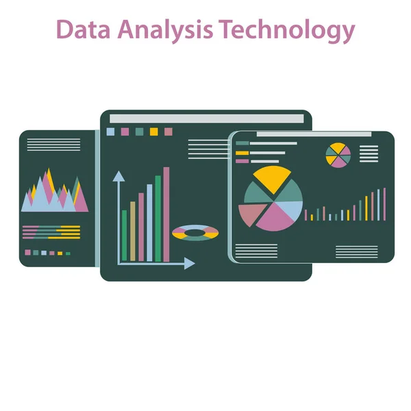 Data Analysis Charts Graphs Vector Business Technology — Stock Vector
