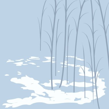 Kış manzarası. Ağaçlar, kar - soyut arkaplan - sanat, vektör.
