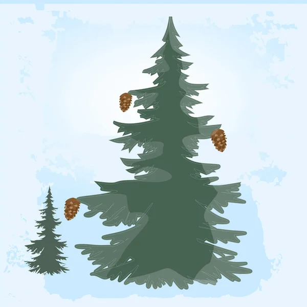コーンと松の木 雪景色 ベクトル 冬の旗 ロイヤリティフリーストックベクター