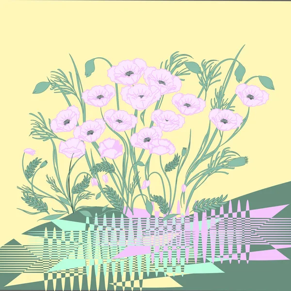 花的排列 植物学 春静谧生命 — 图库矢量图片