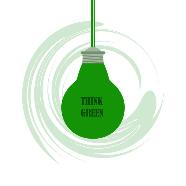 Tänk Grönt Elektrisk Glödlampa Sladden Miljökonsekvenser Teknikanvändning Miljöskyddskoncept Digital Hållbarhet — Stock vektor