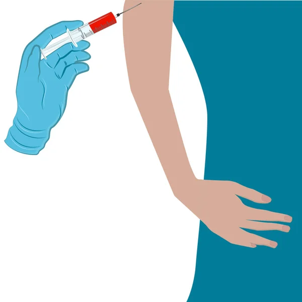 Vaccination Injection Dans Bras Vecteur Soins Santé Procédure Médicale Pandémie — Image vectorielle