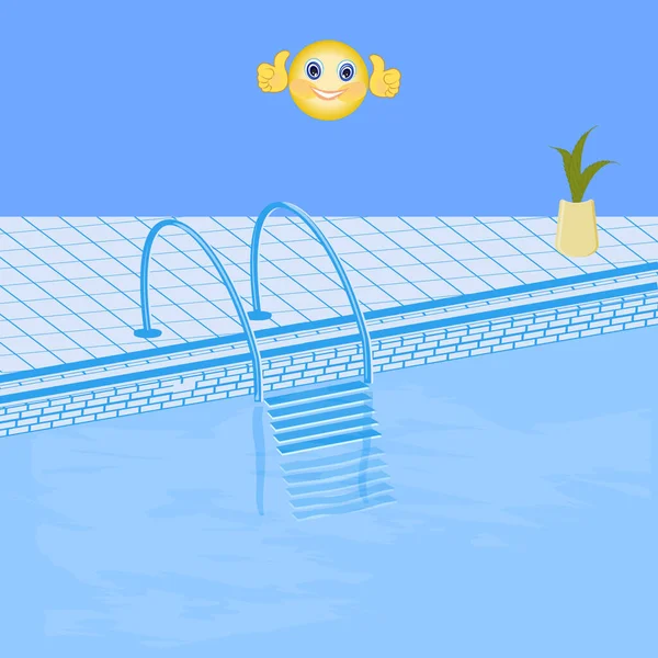 Piscina Hombre Alegre Vector Interior Recreación Deportes Acuáticos — Archivo Imágenes Vectoriales