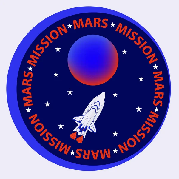 Mars Mission Symbol Planeten Rumskib Vektor Udforskning Rummet – Stock-vektor