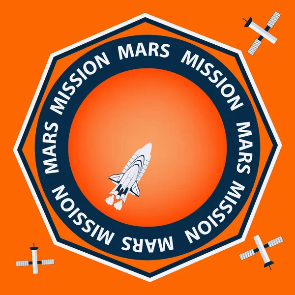 Mars Mission Rumskib Satellitter Vektor Banner Udforskning Rummet – Stock-vektor