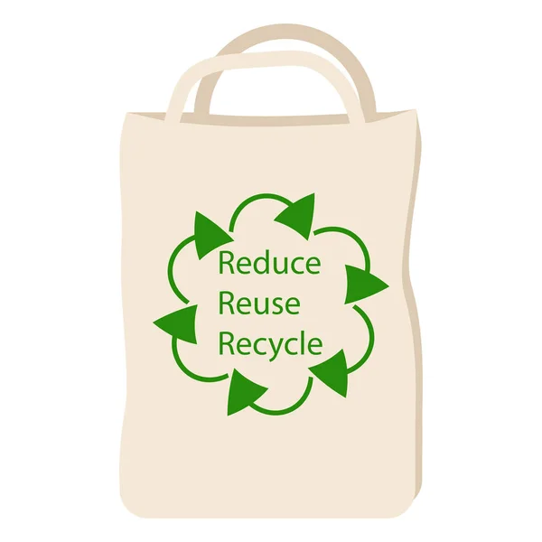 Sac Coton Vecteur Réutilisation Réduire Recyclage Sac Tissu Écologique Sac — Image vectorielle