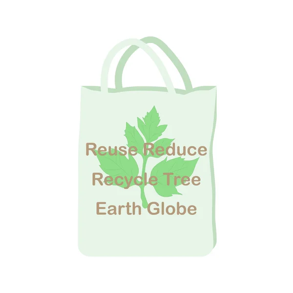 Cotton Bag Vector Reuse Reduce Recycle Tree Earth Globe Eco — Stockový vektor