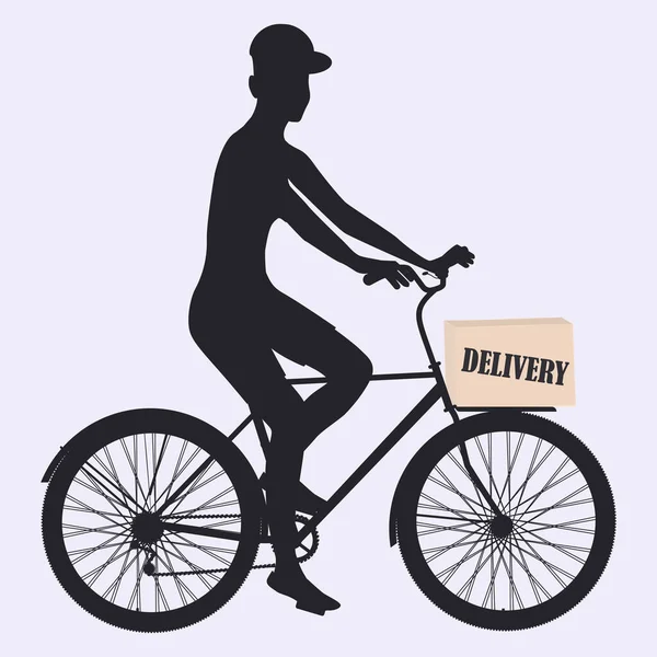 Концепція Онлайн Замовлення Експрес Доставка Кур Велосипеді Забезпечує Пакет Чорний — стоковий вектор
