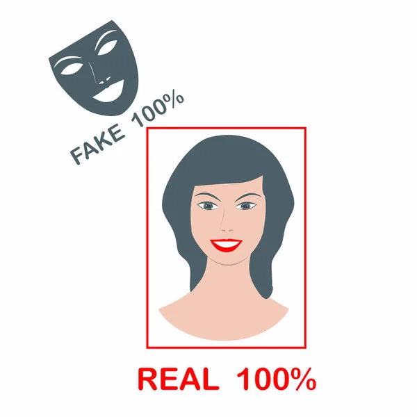 Ægte Kvindeansigt Ramme Maske Vektor Dybt Falsk Forfalskning Kunstig Intelligens – Stock-vektor