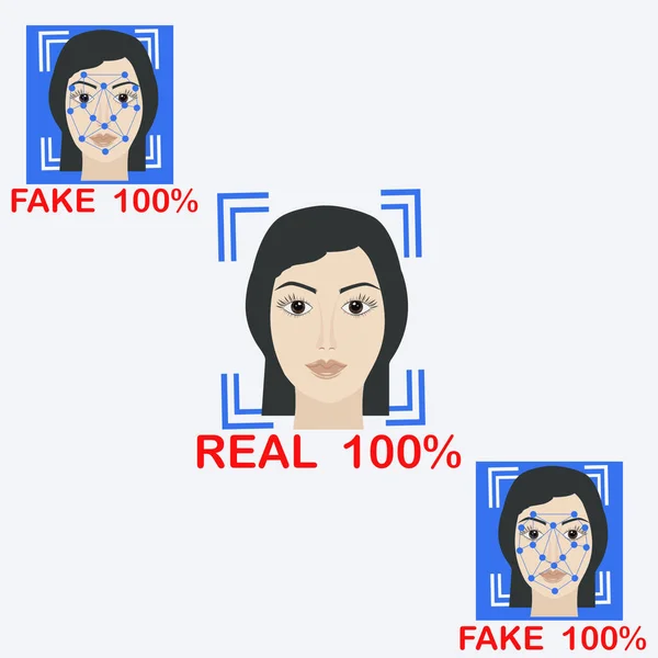 Billeder Virkelige Falske Ansigter Vektor Dybt Falsk Forfalskning Falsk Kunstig – Stock-vektor