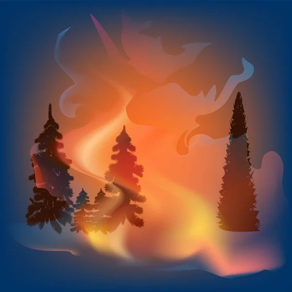 Forêt Brûlante Illustration Art Vecteur Catastrophe Naturelle Concept Protection Écologique — Image vectorielle