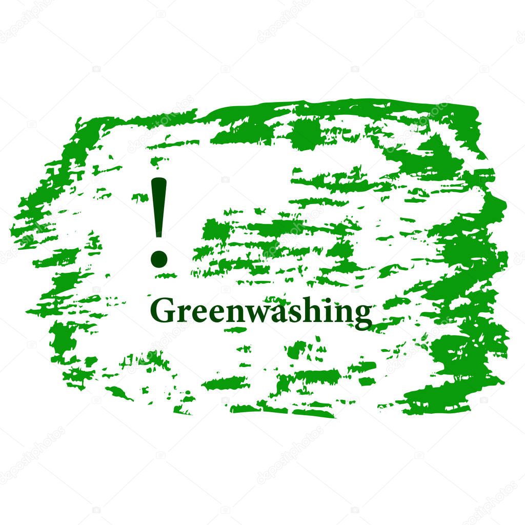 Abstract green background in grunge style - vector. Quality control of environmentally friendly products. Greenwashing