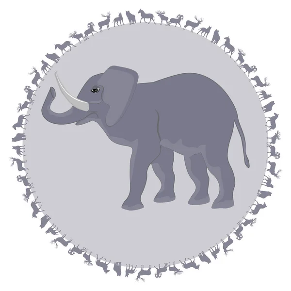 Слон Тварини Силуети Абстрактний Ікона Мистецтва Ізольований Білому Фоні Вектор — стоковий вектор