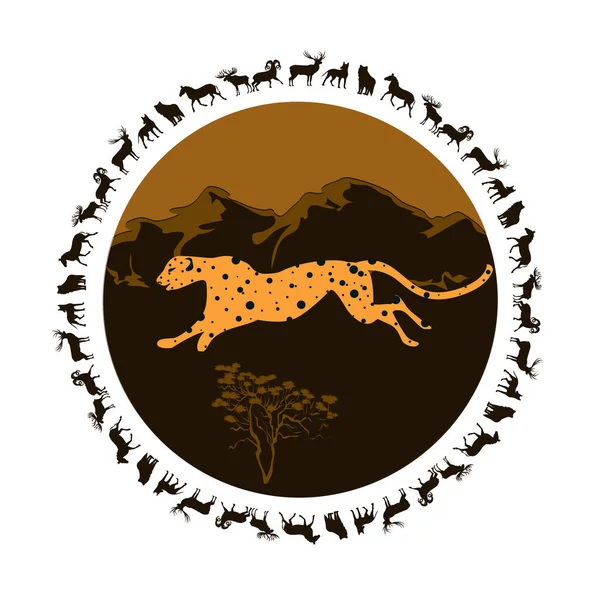 Panther Tiersilhouetten Ikone Abstrakter Kunst Isoliert Auf Weißem Hintergrund Vektor — Stockvektor