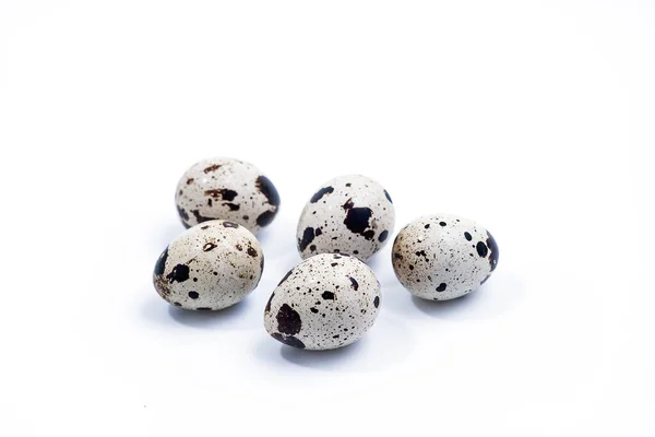 Перепелиные Яйца Изолированы Белом Фоне Группа Перепелиных Яиц Крупным Планом — стоковое фото