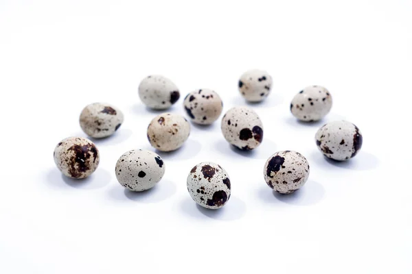 Перепелиные Яйца Изолированы Белом Фоне Группа Перепелиных Яиц Крупным Планом — стоковое фото