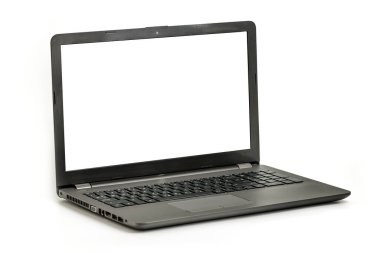 Dizüstü bilgisayar beyaz arkaplanda izole edildi - dizüstü bilgisayar ve ekran için kırpma yolları ile