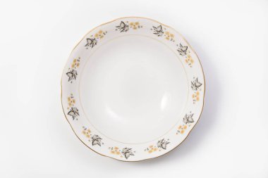 Lüks Porselen Porselen Masa takımı - Beyaz arka planda çorba kasesi, üst manzara