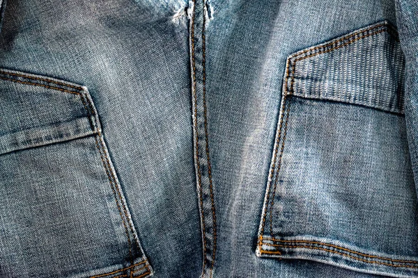 Vieille Texture Jeans Usés Gros Plan Très Détaillé Jeans Bleus — Photo